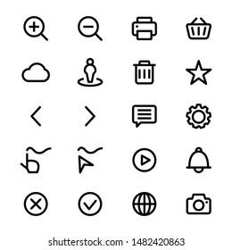 User interface vector graphics outline icons in black color - set 2