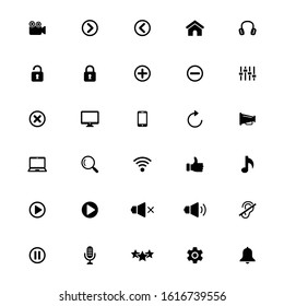 User interface vector icons in black color