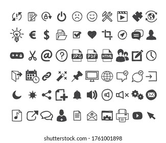 User interface vector icons. Doodle icon set. Hand drawn signs and symbols