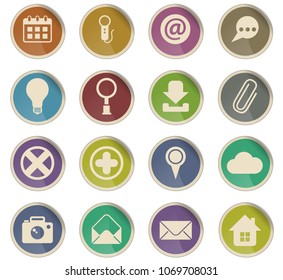 user interface vector icons in the form of round paper labels