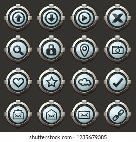 User Interface vector icons in the stylish round buttons for mobile applications and web