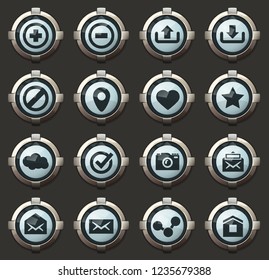 User Interface vector icons in the stylish round buttons for mobile applications and web