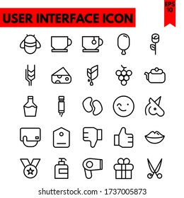 user interface vector line icons set