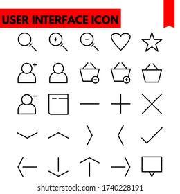 user interface vector line icons set