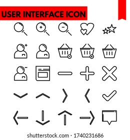 user interface vector line icons set
