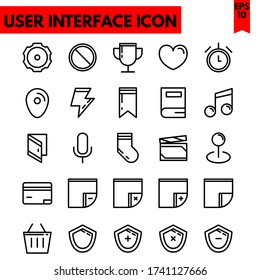 user interface vector line icons set