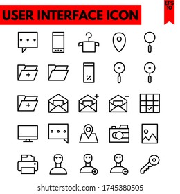 user interface vector line icons set