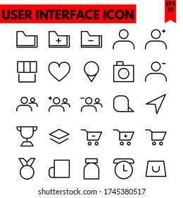 user interface vector line icons set