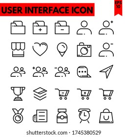 user interface vector line icons set