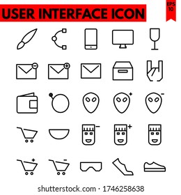 user interface vector line icons set