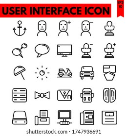 user interface vector line icons set