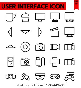 user interface vector line icons set
