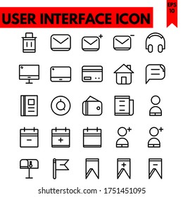 user interface vector line icons set