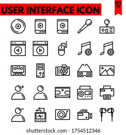 user interface vector line icons set