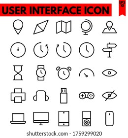 user interface vector line icons set