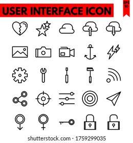 user interface vector line icons set