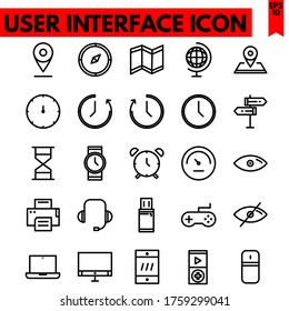 user interface vector line icons set