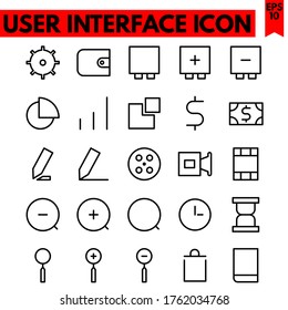 user interface vector line icons set