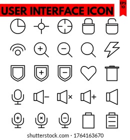 user interface vector line icons set