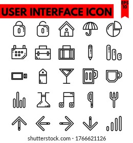 user interface vector line icons set