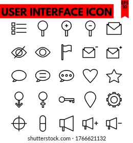 user interface vector line icons set
