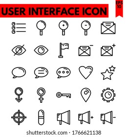 user interface vector line icons set