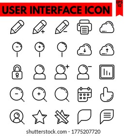user interface vector line icons set
