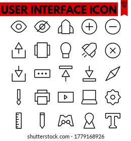 user interface vector line icons set