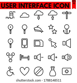 user interface vector line icons set