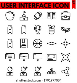 user interface vector line icons set