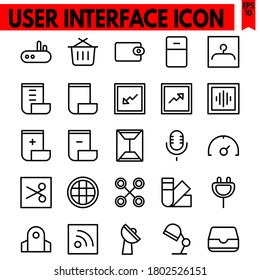 user interface vector line icons set