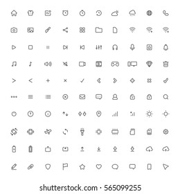 user interface vector line icons set