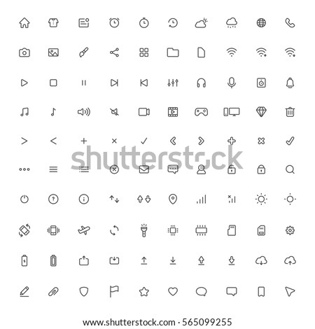 user interface vector line icons set