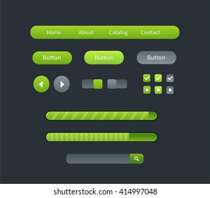 User interface vector set for website development and mobile application design with lots of colorful stylish icons, buttons, control elements and forms in modern fresh design style.