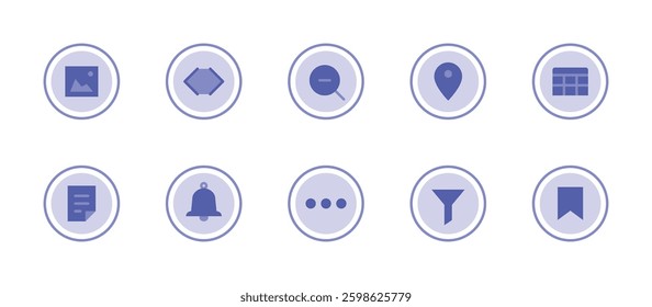 user interface web icons. flat color style icon set