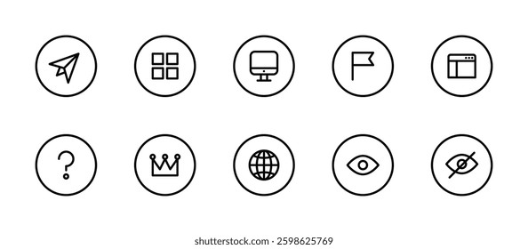 user interface web icons. outline minimal style icon set