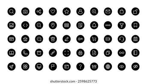 user interface web icons. solid glyph style icon set