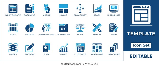 User interface web layout and graphic design wire frame template vector icon set