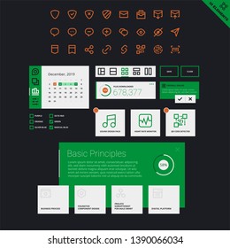 User Interface Widgets Set. Design System. Interface Elements Templates in flat vector style for web, mobile and business design.