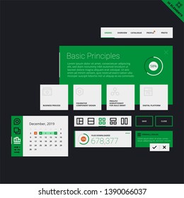 User Interface Widgets Set. Design System. Interface Elements Templates in flat vector style for web, mobile and business design.