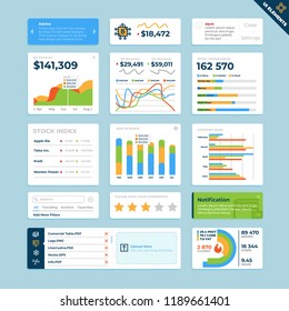 User Interface Widgets Set. Interface Elements Templates in flat vector style for web, mobile and business design.