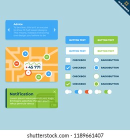 User Interface Widgets Set. Interface Elements Templates in flat vector style for web, mobile and business design.
