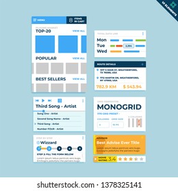 User Interface Widgets Set. Interface Elements Templates in flat vector style for web, mobile and business design