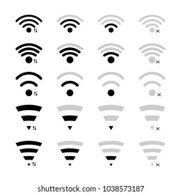 User interface wifi icons set with different types of signal