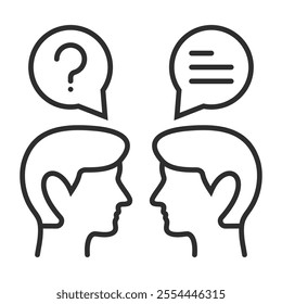 User interview icon, Job interview symbol outline icon, editable vector illustration and transparent graphic element. Isolated on white background