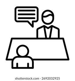 Ilustración vectorial de estilo de línea de icono de entrevista de usuario