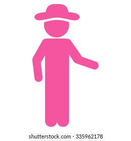 User Invitation vector icon. Style is flat symbol, pink color, rounded angles, white background.