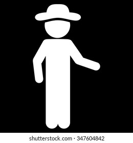 User Invitation vector icon. Style is flat symbol, white color, rounded angles, black background.