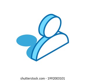 User isometric icon. Human, person, man 3D line symbol.