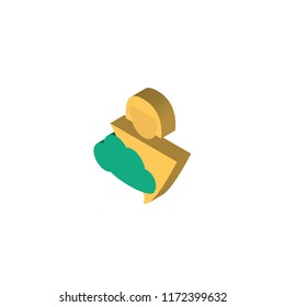 User isometric left top view 3D icon